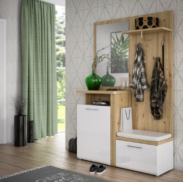 Forte Прихожая 130 см Tuluza, белый/дуб Artisan, TUZD01-C843 - Home Club