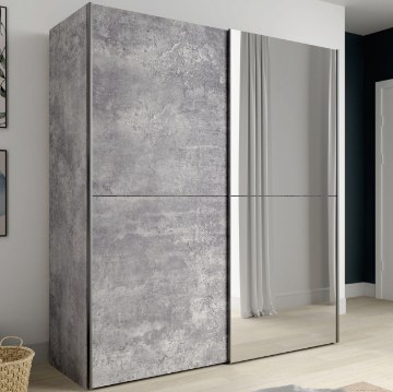 Forte Шкаф-купе с зеркалом 170 см Kaikais «Бетон», KAIS82241-U39 - Home Club