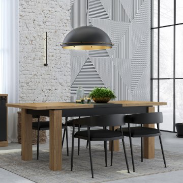 Forte Раздвижной стол 160x90 см Kaszimiro, дуб Waterford/чёрный, TBLT7016-M465 - Home Club