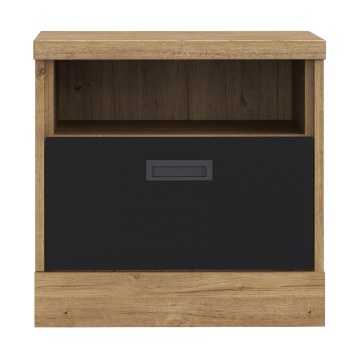 Forte Приліжкова тумба 50 см із шухлядою Kaszimiro, дуб Waterford/чорний, KZMK011-M328 - Home Club