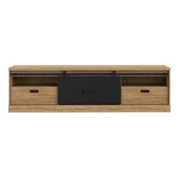 Forte Тв-тумба с ящиками, 200 см, Kaszimiro, дуб Waterford/черный, KZMT231-M328 - Home Club