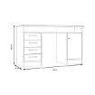 Forte Письмовий стіл 125x55 см з 4 шухлядами та шафкою, що замикається на ключ, білий/пісочний дуб, MT931-T19 - Home Club, зображення 4