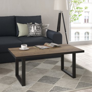 Forte Кофейный столик в стиле лофт с металлическими чёрными ножками, 110x60 см, Hayato, альпийская ель, OSTT503-M337 - Home Club