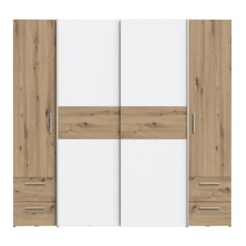 Forte Шкаф высотой 200 см с ящиками Narago, дуб Artisan/белый, KLTS62324-C830 - Home Club
