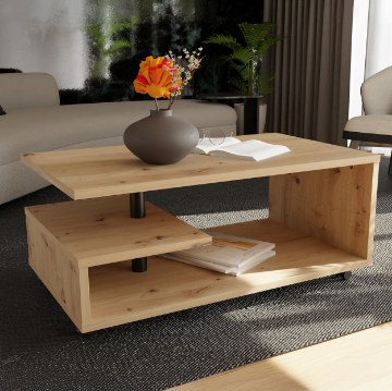 Forte Кофейный столик на колесиках 105x60 см Bailey, дуб Artisan, BL1T01-D78 - Home Club