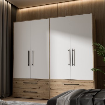 Forte Шкаф 210 см с ящиками, дуб Artisan/белый, MKSS845-C830 - Home Club