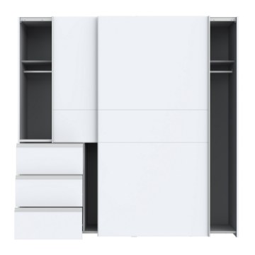 Forte Розсувна шафа 170 см із шухлядами Winn 2, білий/бетон, W2QS823E71-C594 - Home Club