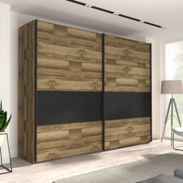 Forte Шкаф-купе 270 см Jakobina, дуб с прослойками/черный дуб, RCQS12411-C795 - Home Club