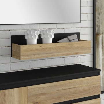 Forte Настенная полка 75 см Quayle, черный/дуб Mauvella, QXLB01-M733 - Home Club