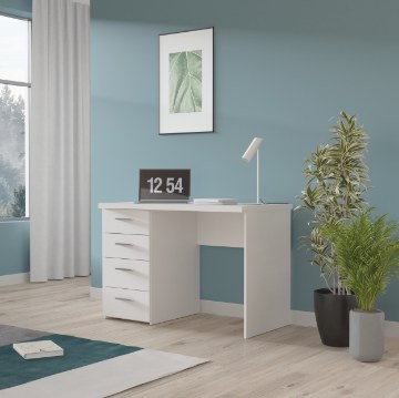 Forte Белый письменный стол 110x60 см с 4 ящиками, MT935-Z12M - Home Club
