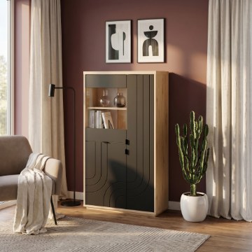 Forte Витрина 95 см Auriquet «Дикий дуб натуральный» / «Чёрный», AUQV621L-Q362 - Home Club