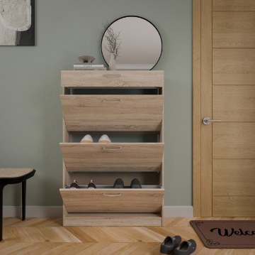 Forte Шкафчик для обуви 80 см с ящиком Niko, дуб «Сонома», NIKD321-D30F - Home Club