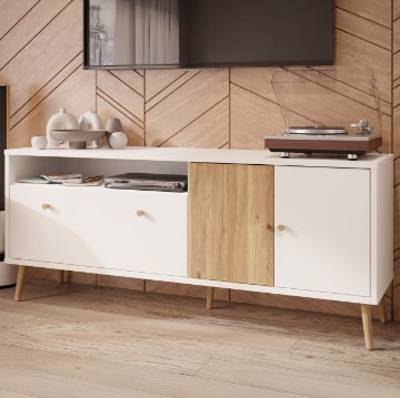 Forte Шкафчик 160 см Harllson, белый/дуб Mauvella, HLTT231REC-M793 - Home Club