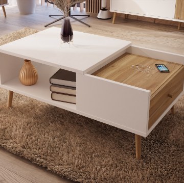 Forte Столик 106 см Harllson, белый/дуб Mauvella, CFTT5170EC-M793 - Home Club