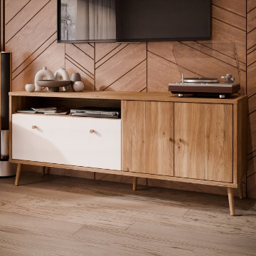 Forte Шкафчик 160 см Harllson, белый/дуб Mauvella, HLTT231REC-M807 - Home Club