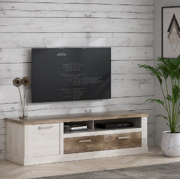Forte Тв-тумба с ящиками, 180 см, Duro, белая сосна/античный дуб, DURT231L-T75 - Home Club
