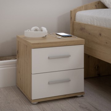 Forte Приліжкова тумба 40 см з шухлядами Winnie, дуб Artisan/білий, WNK08-C804 - Home Club