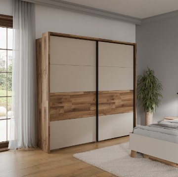 Forte Шкаф 231 см Ricciano «Песочный»/«Дуб с прослойками», RCQS92413B-Q250 - Home Club