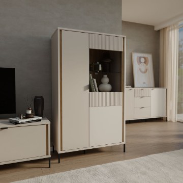 Forte Витрина 95 см Seravel, цвет «Песочный»/«Дуб Маувелла», SVLV621L-Q112 - Home Club