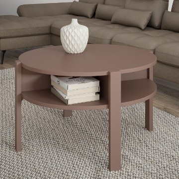 Forte Круглый журнальный столик с полкой 75x75 см Tobago, терракота, CFTT5024-U72 - Home Club
