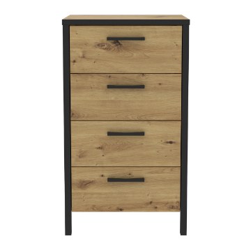 Forte Комод із 4 шухлядами, 50 см, Kirikus, дуб Artisan/чорний, KUSK214-C934 - Home Club