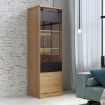 Forte Узкая витрина с подсветкой, 65 см, Kaszimiro, дуб Waterford/черный, KZMV711RB-M328 - Home Club