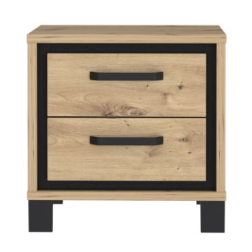 Forte Приліжкова тумба 50 см із шухлядами Trondheim, дуб Artisan/чорний дуб, TDHK011-C773 - Home Club