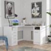 Forte Білий кутовий стіл розміром 125x125 см з 4 шухлядами та шафкою, OFDB125-120 - Home Club