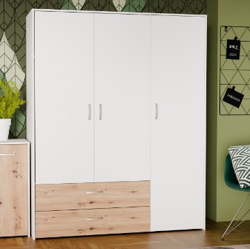 Forte Шкаф 150 см с ящиками Culgoa, белый/дуб Artisan, CUGS831-C853 - Home Club