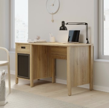 Forte Письменный стол 125 см Jytana, дуб «Mauvella»/чёрный, JTNB121-M635 - Home Club