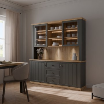 Forte Буфет 185 см Pontypool, дуб «Mauvella»/однотонный «Wolfram Grey», PNTR731-Q243 - Home Club