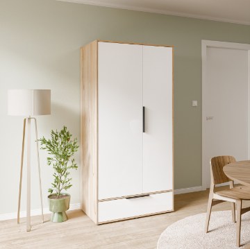 Forte Шкаф 100 см Orkney, дуб «Маувелла» / белый глянцевый, OKYS821-Q344 - Home Club