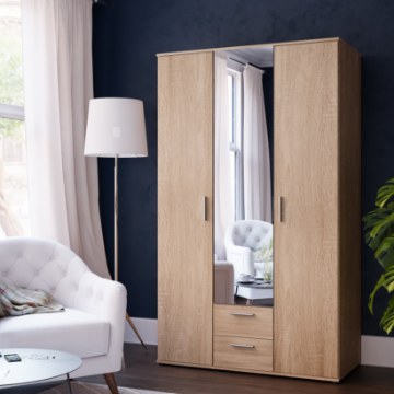 Forte Шкаф с зеркалом и ящиками, 120 см, дуб «Сонома», NNS83S-D30F - Home Club