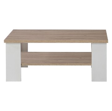 Forte Прямоугольный журнальный столик с полкой 110x70 см Elara, белый/дуб Bianco, ERXT501-C586 - Home Club