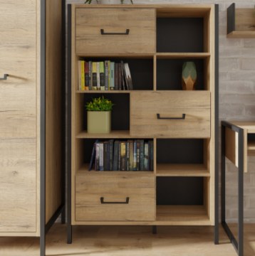 Forte Стеллаж в стиле лофт 95 см Oriental Tree, дуб Bartex/чёрный, HUDR424-M524 - Home Club