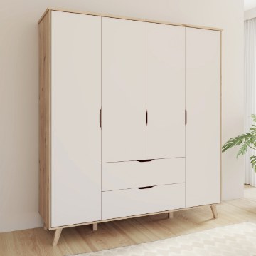 Forte Шкаф 185 см Vankka «Дубовая доска» / Белый, VNKS841-L25 - Home Club