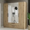 Forte Шкаф с зеркалом и ящиками, 200 см, Cadixo, дуб Artisan, CDXS84S-D78 - Home Club
