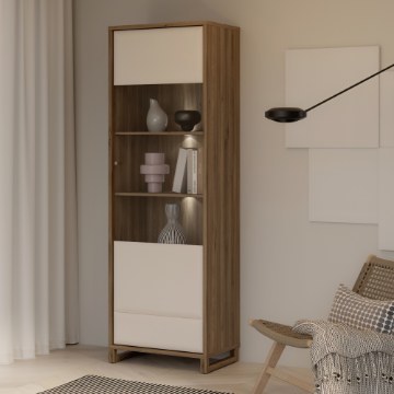 Forte Узкая витрина шириной 65 см Mareda, дуб «Валенсия»/песочный, MAQV711-M966 - Home Club