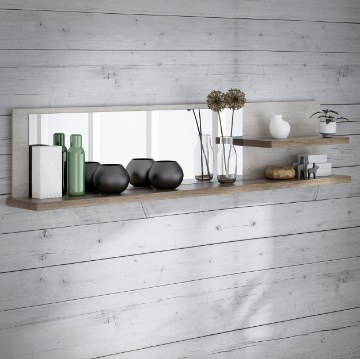 Forte Полка с зеркалом 210 см Duro, белая сосна/античный дуб, DURB11-T75 - Home Club