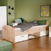 Forte Односпальная кровать 90x200 см с ящиками Culgoa, белый/дуб Artisan, CUGL091-M164 - Home Club