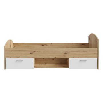 Forte Односпальная кровать 90x200 см с ящиками Culgoa, белый/дуб Artisan, CUGL091-M164 - Home Club