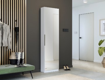 Forte Высокий белый шкафчик для обуви с зеркалом 50x20 см Calma, CMQD711S-120 - Home Club