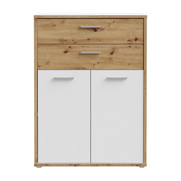 Forte Шкафчик 90 см с ящиками Keflavik, белый/дуб Artisan, KFLK322-C881 - Home Club