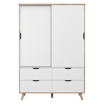 Forte Шкаф шириной 140 см с ящиками Vankka, дубовая доска/белый, VNKS821-C338 - Home Club