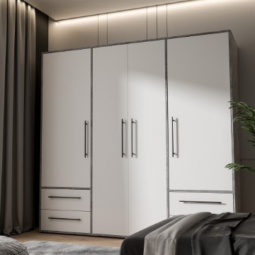 Forte Шкаф 210 см с ящиками, цвет «бетон»/белый, MKSS841-C264 - Home Club
