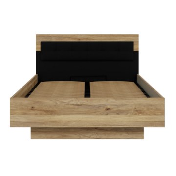 Forte Ліжко 140x200 см з ящиком для речей Baderna, дуб Mauvella/чорний, BDNL1142-M635 - Home Club