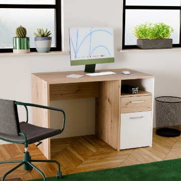 Forte Письменный стол 110x60 см с ящиком и тумбой Culgoa, дуб Artisan, CUGB111-C881 - Home Club