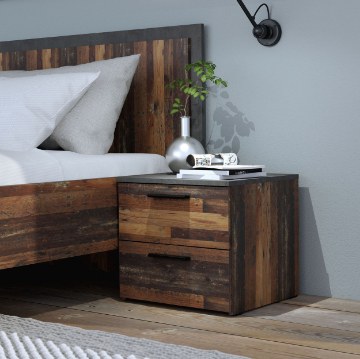 Forte Приліжкова тумба 45 см із шухлядами Old – Wood Vintage/Бетон, ATTK011-C546 - Home Club