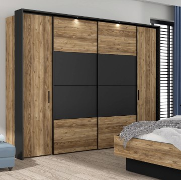 Forte Шкаф 280 см с подсветкой Hayato, черный/альпийская ель, JBMS12411B-M215 - Home Club
