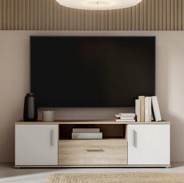 Forte Тв-тумба 140 см Ikoli, дуб «Сонома»/белый, IKLT031-Q45F - Home Club